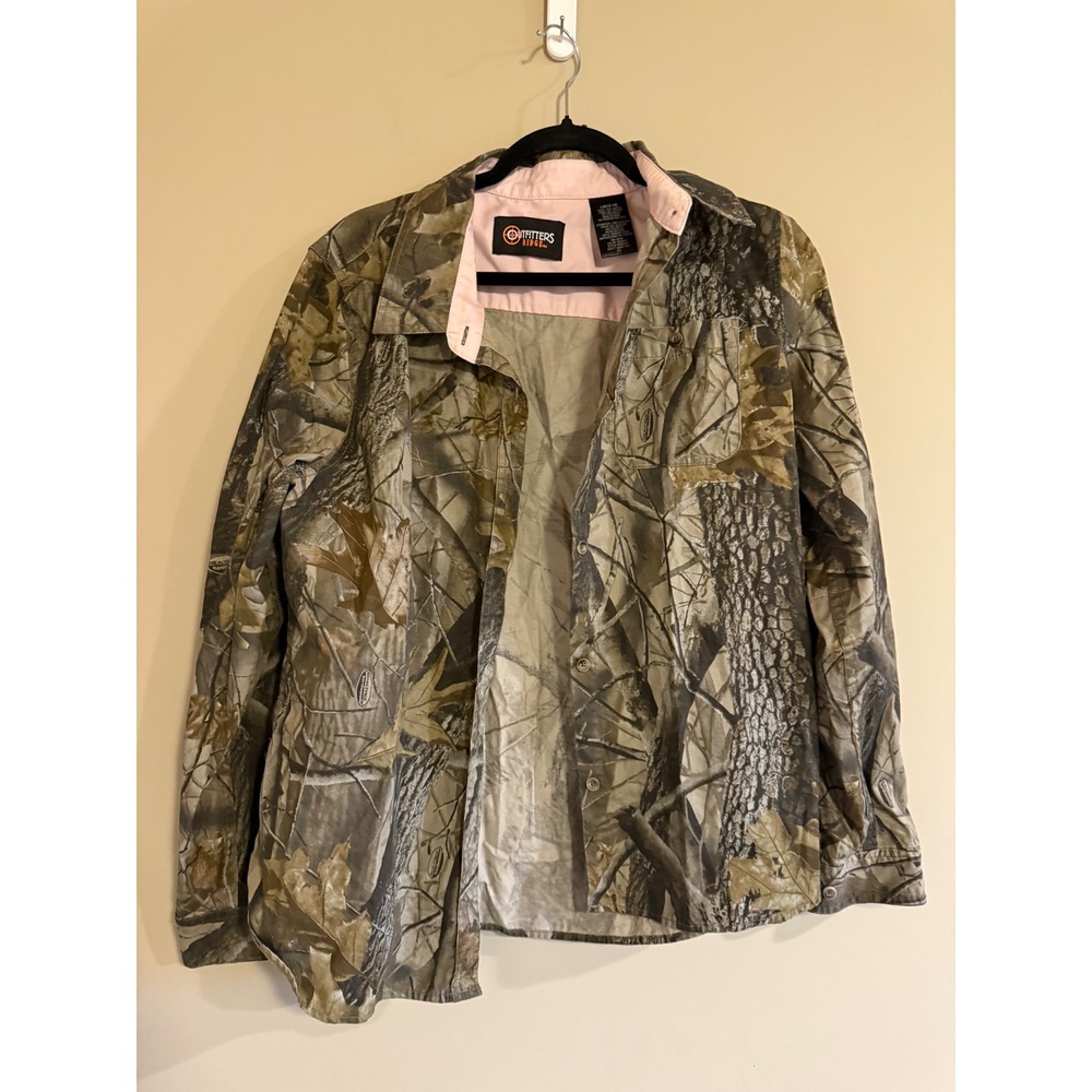 Outfitters Ridge Kids Camo Button Down Shirt Pink Lining Size‎ L 12-14 WM80454